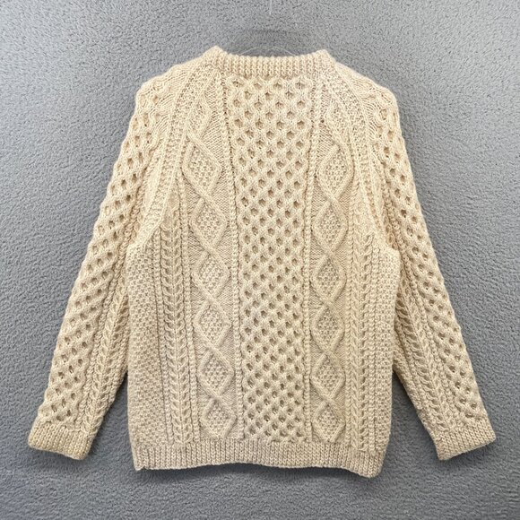 Vintage Mens Irish Fisherman Sweater KAM Knitwear Aran Hand Knits Wool 42 Medium - Picture 13 of 14